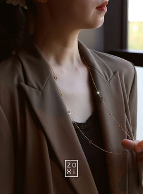 ZOXI不掉色四叶草毛衣链长款秋冬