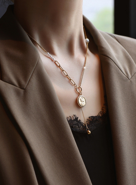 ZOXI休闲百搭金币项链配饰卫衣链