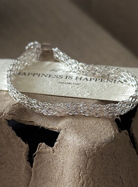 足银s999双排表带款式手链女百搭