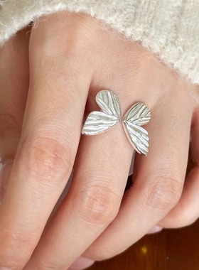 s925纯银蝴蝶戒指女韩版超仙甜美