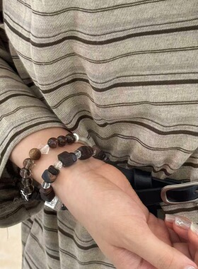 纯银新中式复古国风沉香水晶手串