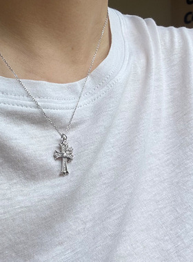 s925纯银克罗双十字架项链女甜辣