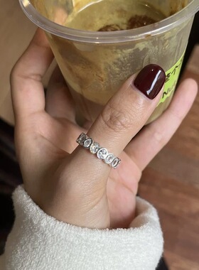 s925纯银韩版重工开口戒指不掉色