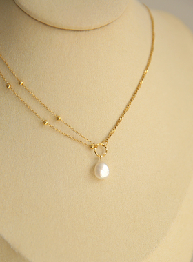 巴洛克珍珠项链钛钢女新款温柔风