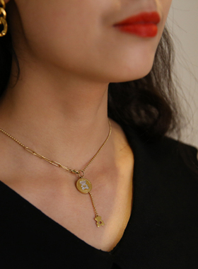 日韩小众钛钢彩金闺蜜礼物项链