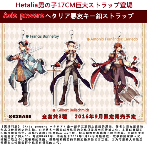 【原创出品】APH 黑塔利亚 立牌 亚瑟 阿尔 普爷 钥匙扣挂件周边 - 图0