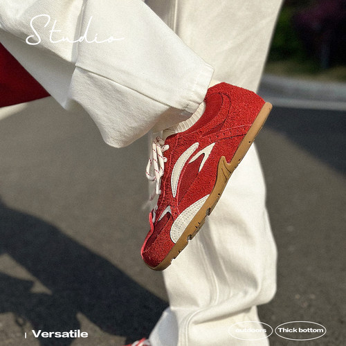 冉言2025春季新款复古百搭平底内增高德训鞋女软底休闲赛车鞋板鞋 - 图0