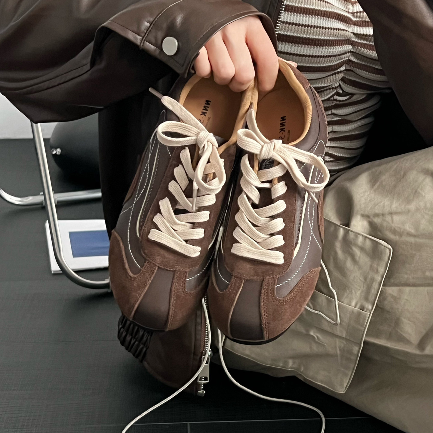 冉言复古增高德训鞋女加绒2025秋冬女老钱风美拉德休闲鞋配阔腿裤,淘宝优惠券,粉丝福利购,淘宝优惠卷