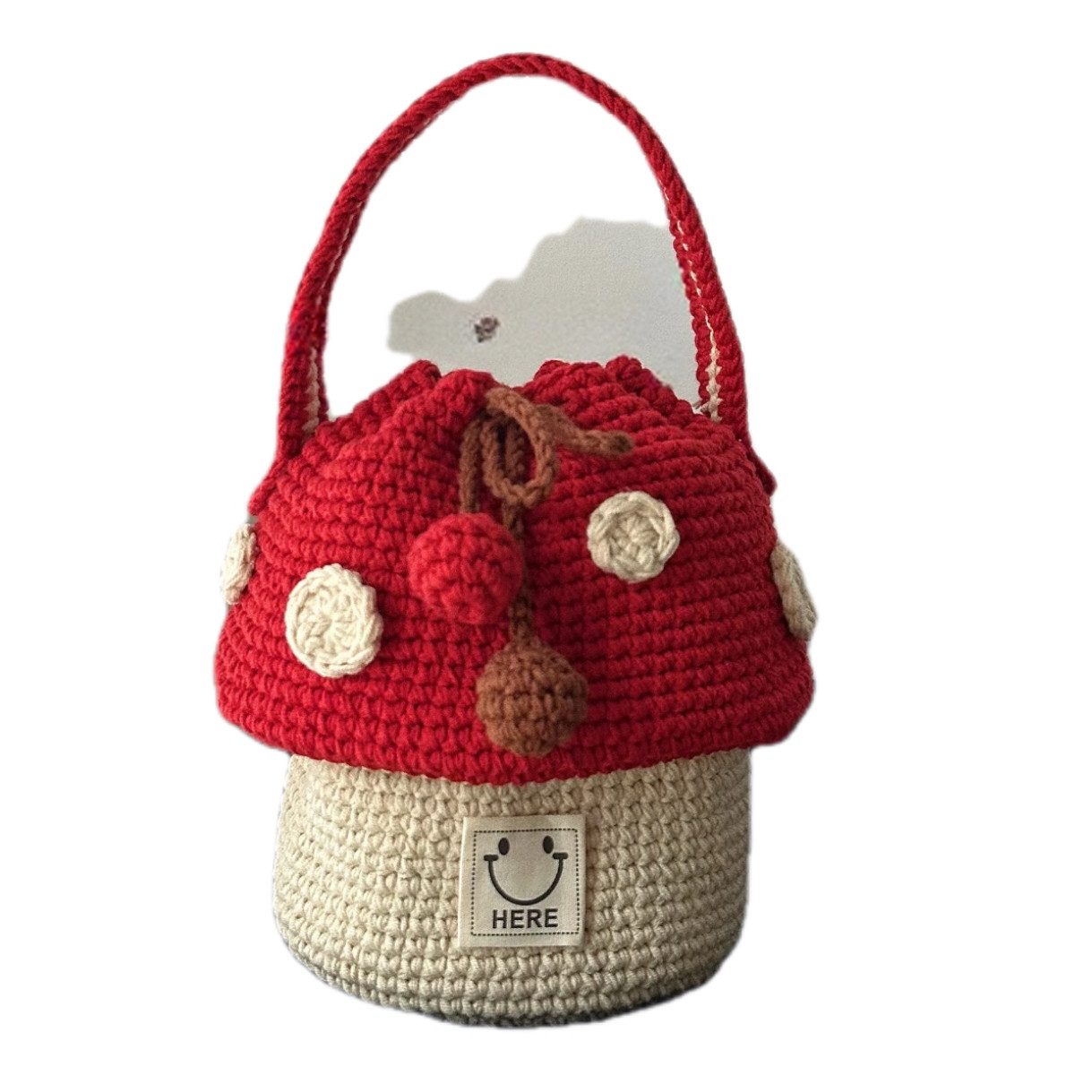 圣诞礼物红色蘑菇包菱形包包diy材料包自制手工编织毛线钩针斜挎,淘宝优惠券,粉丝福利购,淘宝优惠卷