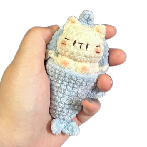 鲨鱼小猫玩偶手工diy钩针编织材料包毛线钩织自制挂件钥匙扣礼物 - 图3