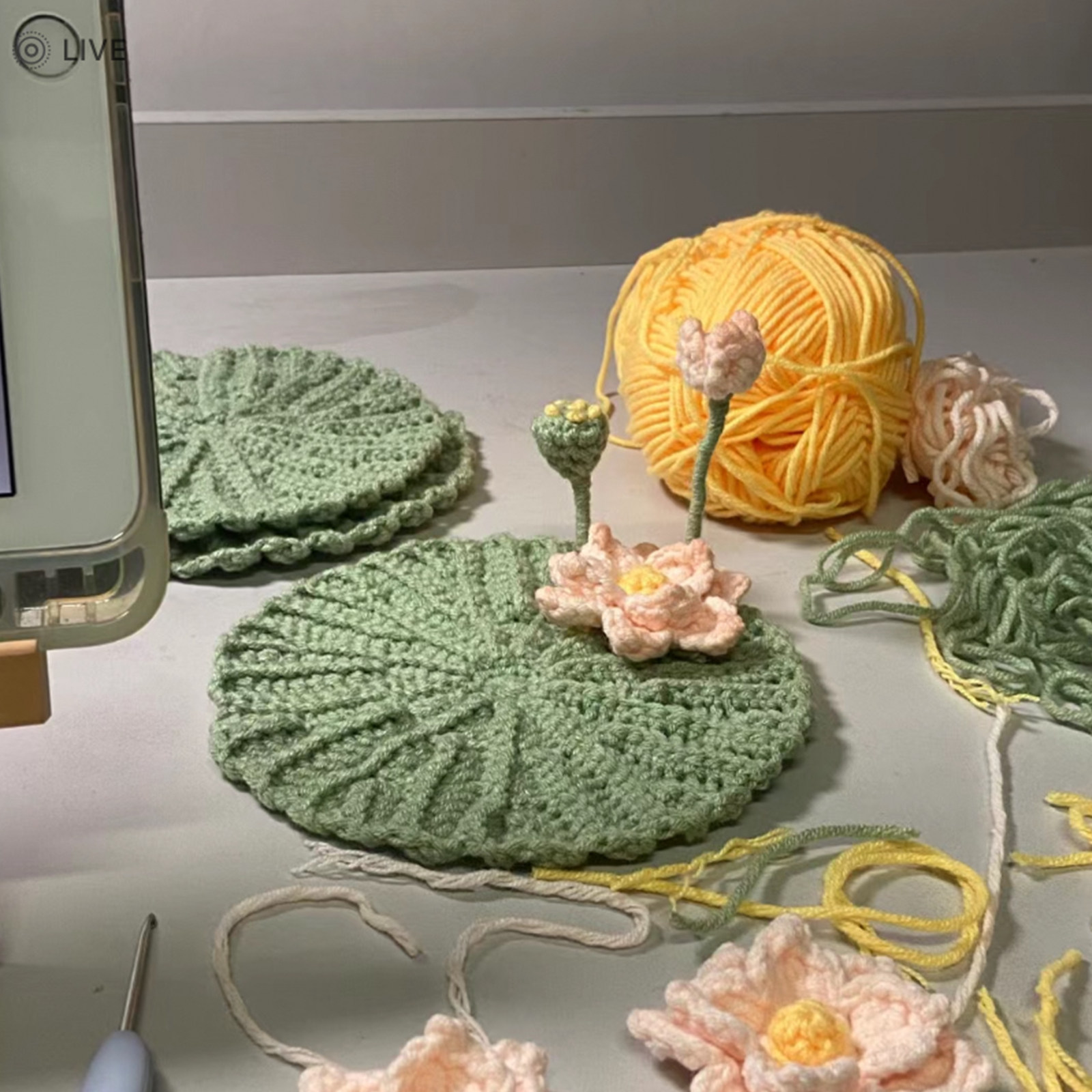 小师妹手作好运莲莲荷叶杯垫编织diy材料包毛线钩针礼物送同事,淘宝优惠券,粉丝福利购,淘宝优惠卷