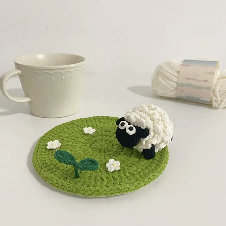 手工编织diy材料包自制礼物小羊小熊小鸭喝水杯垫手编毛线钩针,淘宝优惠券,粉丝福利购,淘宝优惠卷