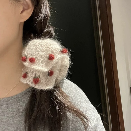 马海毛发圈发绳钩针毛线手工编织diy材料包钩织头绳大肠发饰自制 - 图0