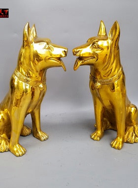 纯铜旺财狗牧羊犬风水工艺摆件