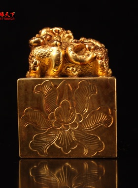 实心全铜母兽印章鎏金办公桌面
