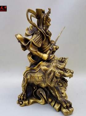 黄铜赵公明铜像黑虎灵官财神爷
