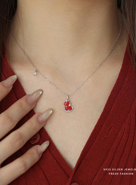 MaroMeko红色小马套装项链纯银