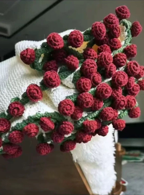 雪妃尔花束毯子玫瑰花束毯子手工毛线diy花束毯子材料包钩织毯子