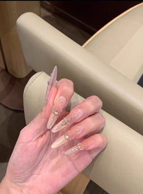 法式轻奢香槟猫眼显白穿戴甲