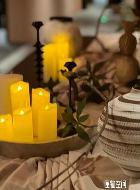 原木风自然实木托盘，蜡烛收纳