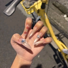 Nude Gradient Red Lip Print Big Diamond Cat Eye Nail