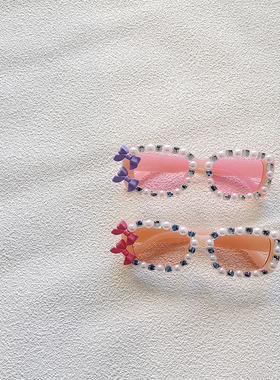 2024儿童新款点钻珍珠太阳镜欧美