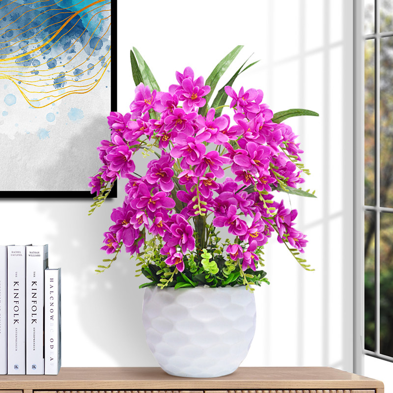 仿真花套装蝴蝶兰花假花盆栽客厅电视柜装饰花客厅室内摆件塑料花,淘宝优惠券,粉丝福利购,淘宝优惠卷