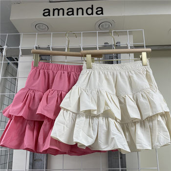 2023 Summer Colorful Splicing Cake Skirt A-Line Skirt Skirt Women's High Waist Versatile Fashion Short Skirt Korean Version Dongdaemun