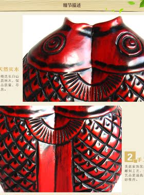 桃木双鱼笔筒木雕工艺品书房实木质装饰摆件送同学教师节生日礼物