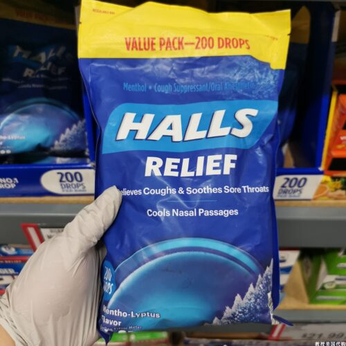 美国代购Halls荷氏润喉糖薄荷糖 蜂蜜柠檬味 无糖型 180粒现货 - 图1
