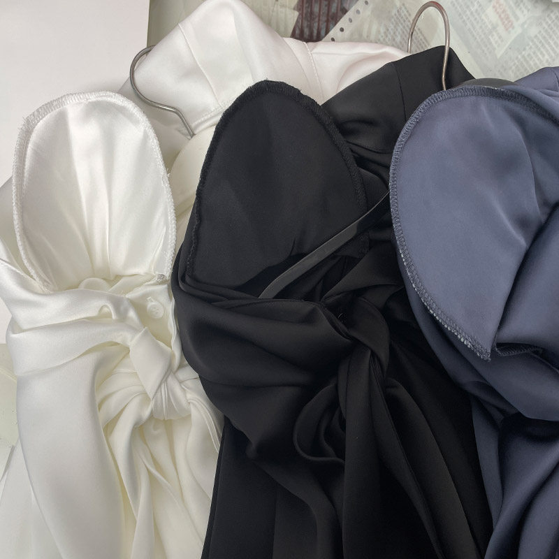 樊樊早安 氛围感飘带温柔双面缎小垫肩衬衫内搭长袖上衣女秋冬季 - 图1