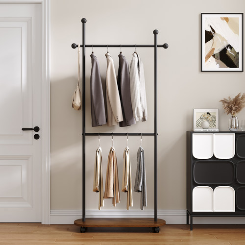 中古风挂衣架入户卧室衣帽架落地客厅晾衣架家用可移动衣服置物架 - 图0