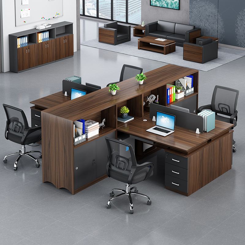 新款简约职员办公桌两四人位员工电脑桌椅组合2/4/6人位屏风办公 - 图1