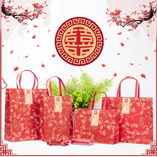 复古中式龙纹礼品袋高级感伴手礼袋加厚牛皮纸手提回礼结婚包装袋 - 图1
