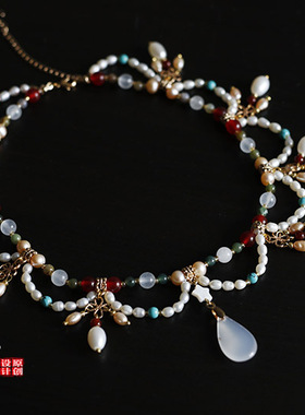 做工精致项链璎珞珍珠双层女