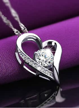 韩国银项链锁骨链水晶流行饰品