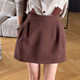 Flower bud pleated short skirt A-line skirt autumn and winter suit design black female 251377#