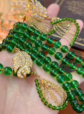 中古风复古宫廷风高级感复古镀真金项链毛衣链流苏耳钉耳环