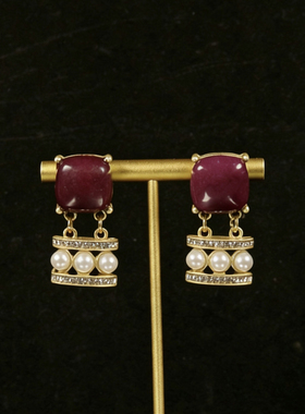 中古风复古宫廷风高级感复古镀真金项链毛衣链耳钉耳环