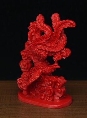 红色朱砂火凤凰摆件房屋补缺南方补火家用客厅工艺品风水摆件