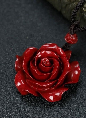 原矿朱砂玫瑰花项链高含量紫金砂吊坠女款挂件饰品