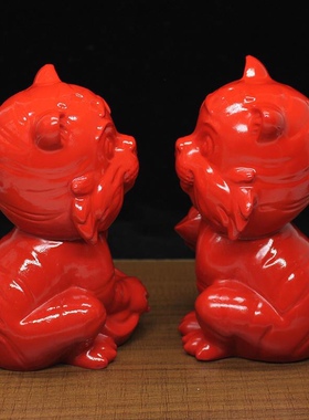 虎年吉祥物红色朱砂元宝虎招财虎卡通虎客厅摆件新婚新房乔迁礼物