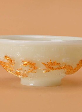 夜光新款爆火戏珠描金家用龙碗高颜值客厅玄关摆件办公室装饰品