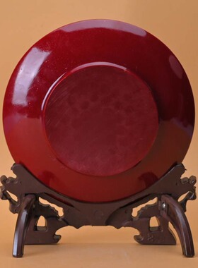 2025年朱砂龙凤呈祥摆件朱砂展示盘桌面玄关客厅办公室凤凰圆盘