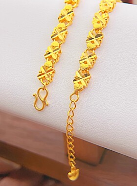 时尚女士桃心四叶草沙金手链