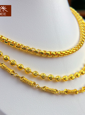 时尚轻奢镀24k黄金色男士项链