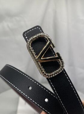 腰带真皮女士水钻合金字母时尚