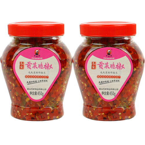 湖南味道毛家食品贡菜脆椒450g汤妈妈剁辣椒香辣下饭菜多省包邮 - 图2