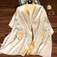 Winter beige handmade noble and elegant shawl with cheongsam