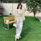 ສະໄຕລ໌ແຫ່ງຊາດ light luxury lady style beaded embroidered vest suit summer 2026 new thin inner transparent in three-piece wide-leg pants pants set